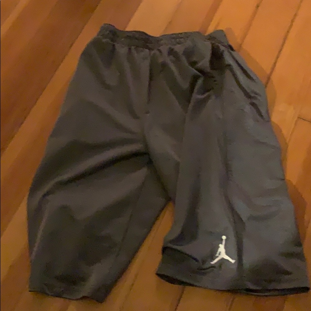 It’s a grey pair of Jordan shorts.